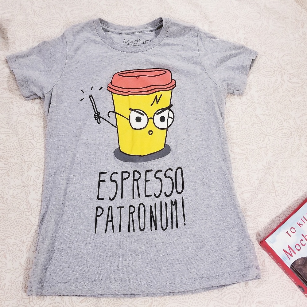 Graphic Tee for Potterheads n Coffee Lovers NWOT😊